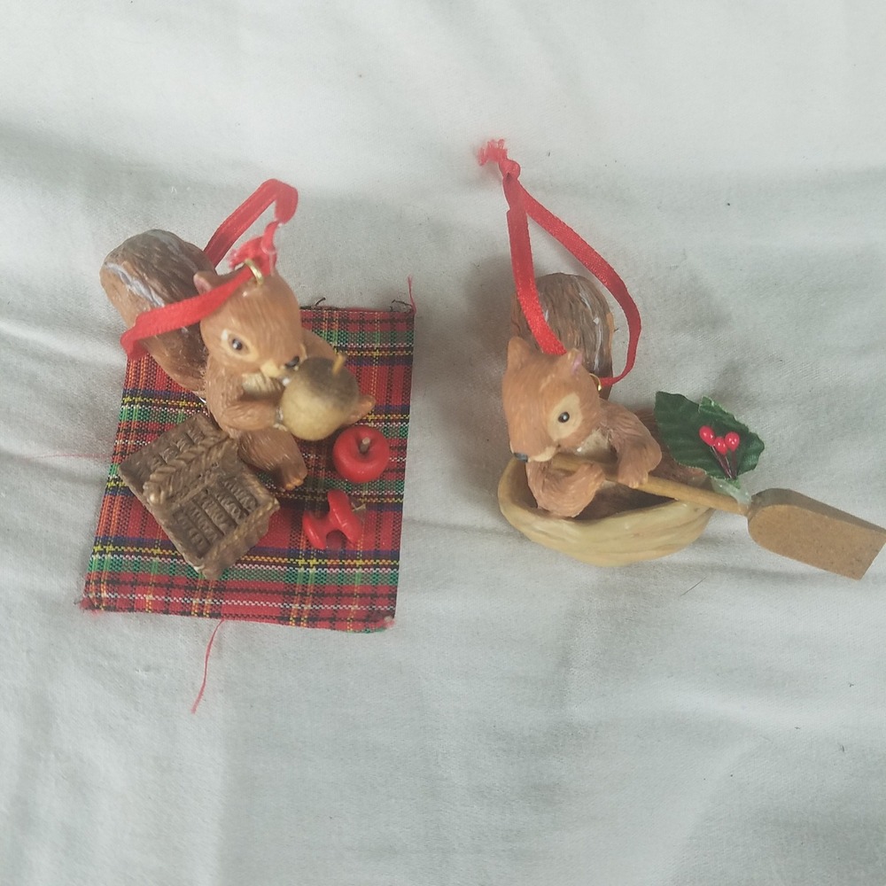 Squirrel Christmas Ornaments Brown Excellent Woodland Pair whimsical outdoorsy